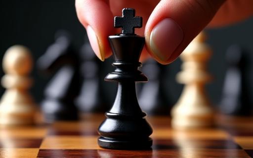 Chess pieces on a board representing business strategy.